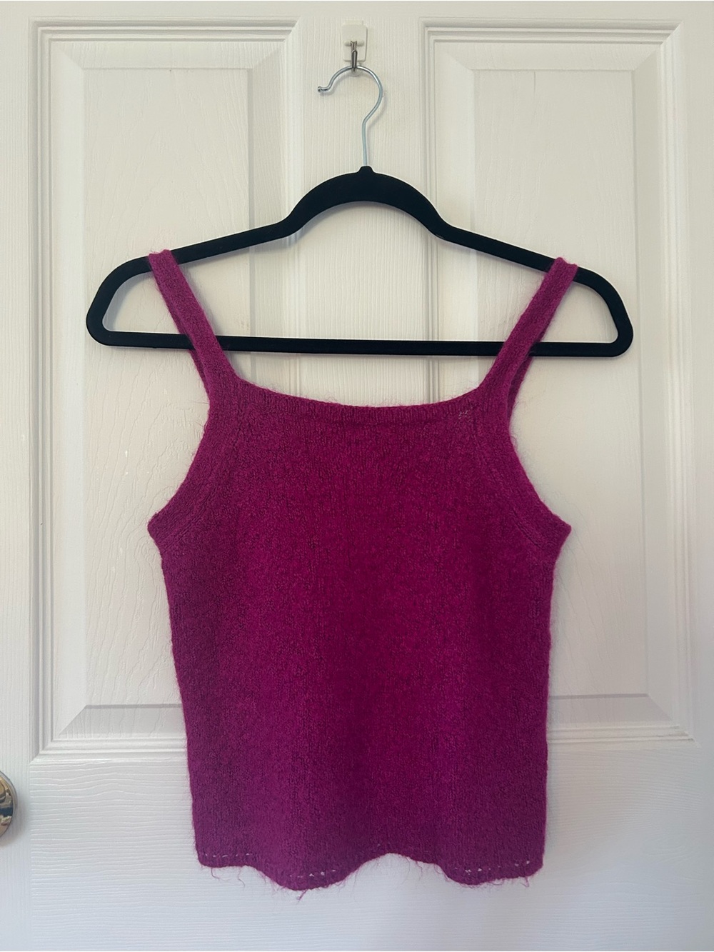 Eileen Fisher Silk Mohair Knit Tank Top Magenta Pink Size L
